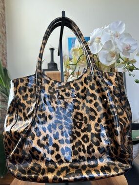 Kate Spade Storybook Leopard Patent Leather Tote Animal Print Leopard Satchel